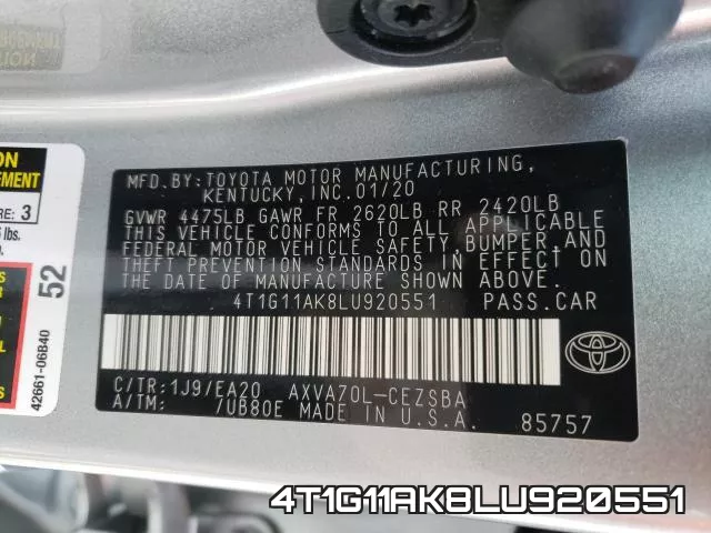4T1G11AK8LU920551 фото 2