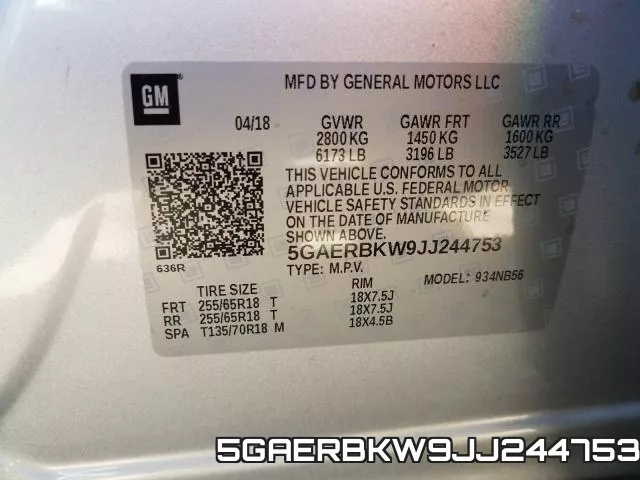 5GAERBKW9JJ244753 фото 2
