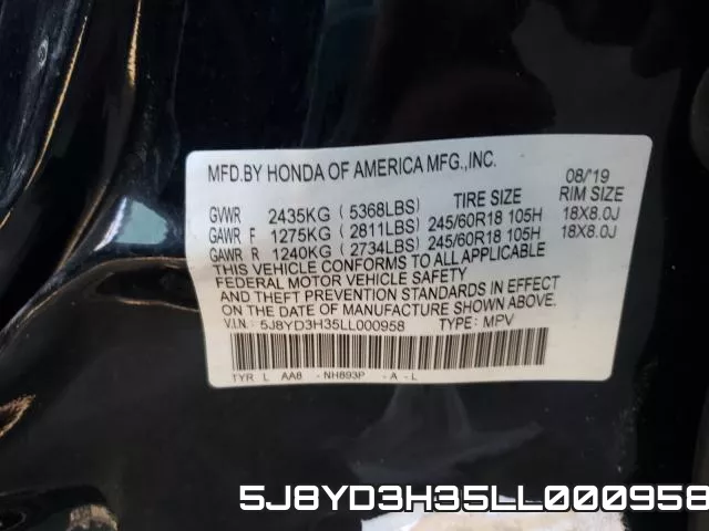 5J8YD3H35LL000958 фото 2