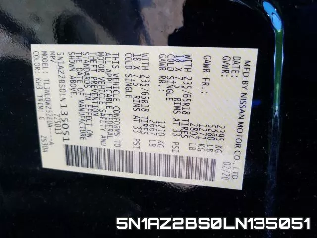 5N1AZ2BS0LN135051 фото 2
