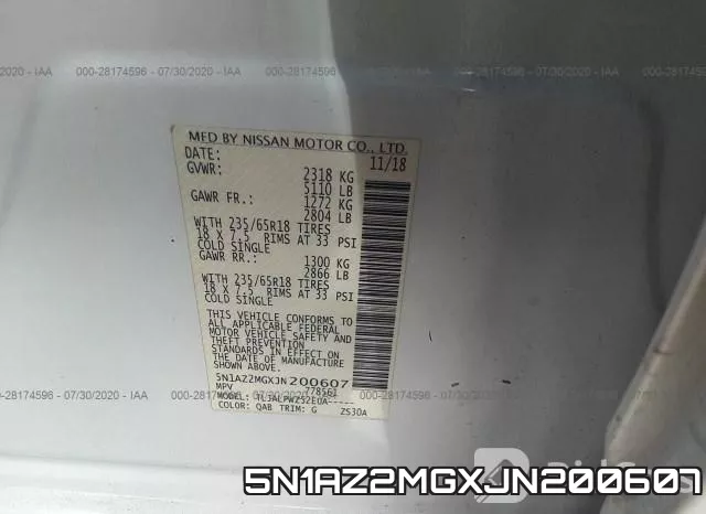 5N1AZ2MGXJN200607 фото 10