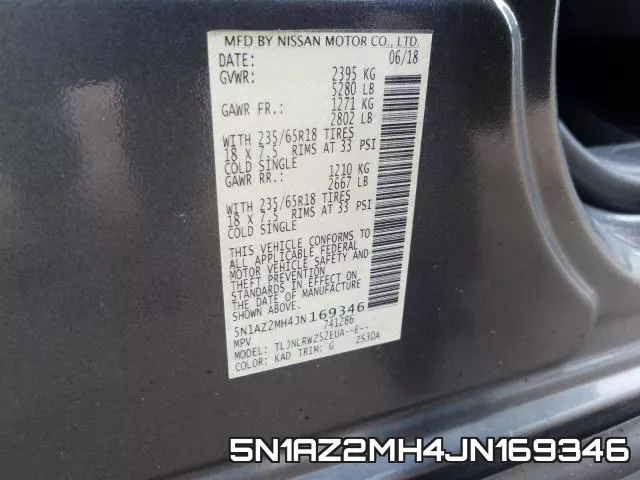 5N1AZ2MH4JN169346 фото 2