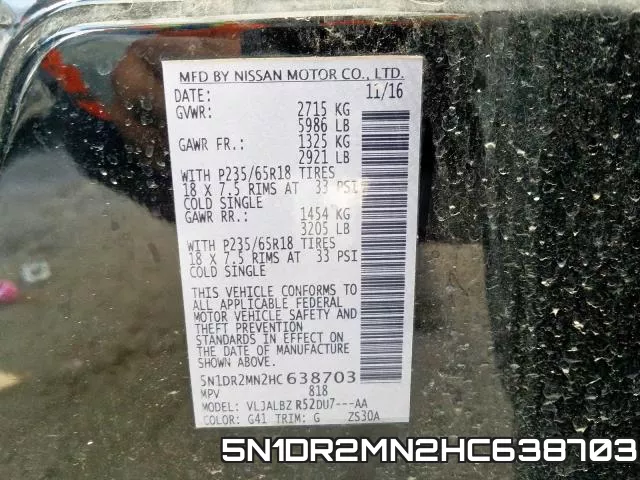 5N1DR2MN2HC638703 фото 2