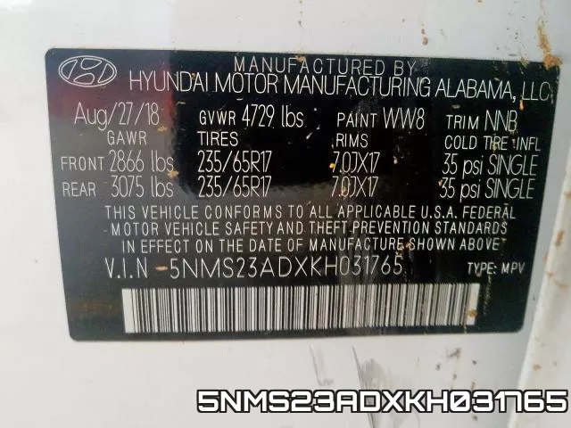5NMS23ADXKH031765 фото 2