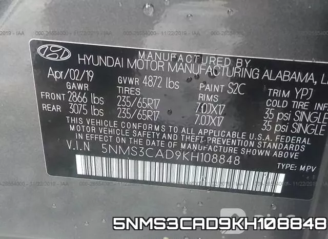 5NMS3CAD9KH108848 фото 10