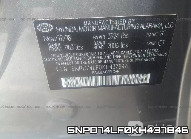 5NPD74LF0KH437846 фото 10
