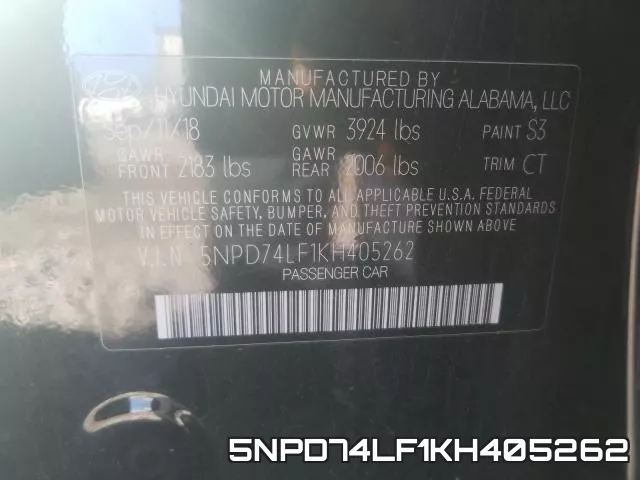 5NPD74LF1KH405262 фото 2