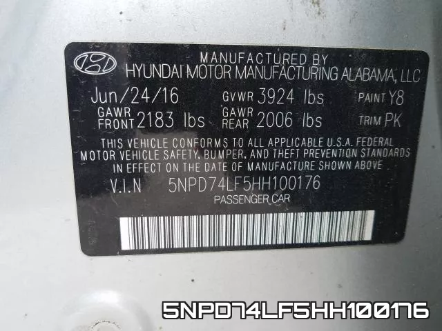 5NPD74LF5HH100176 фото 2
