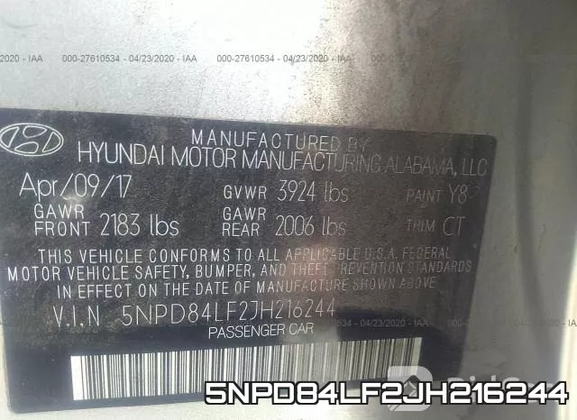 5NPD84LF2JH216244 фото 10