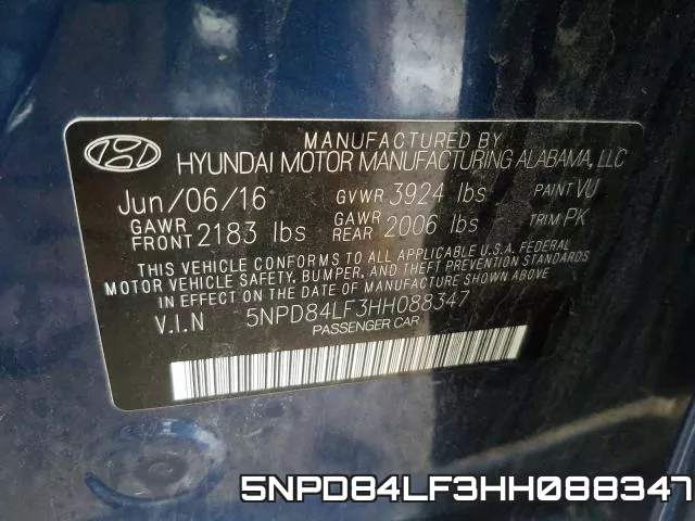 5NPD84LF3HH088347 фото 2