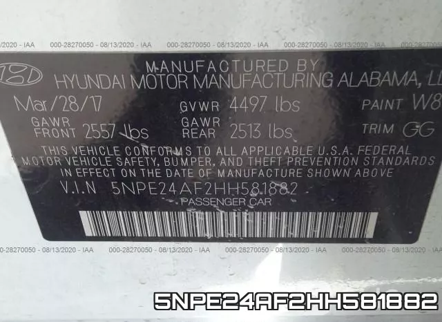 5NPE24AF2HH581882 фото 10