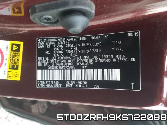 5TDDZRFH9KS722088 фото 2