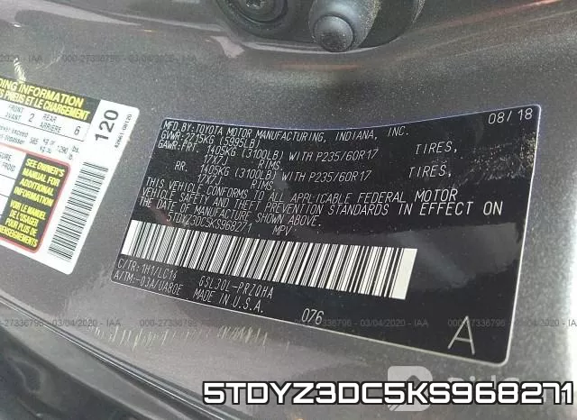 5TDYZ3DC5KS968271 фото 10