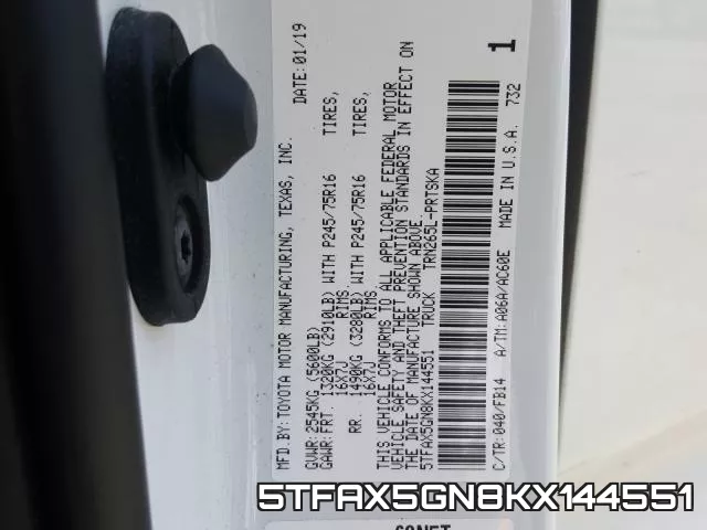 5TFAX5GN8KX144551 фото 2