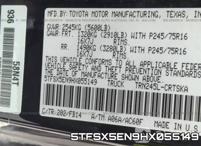 5TFSX5EN9HX055149 фото 10