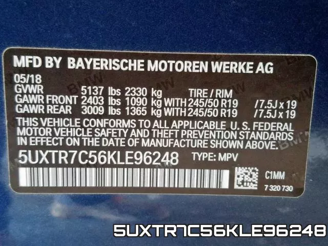 5UXTR7C56KLE96248 фото 2