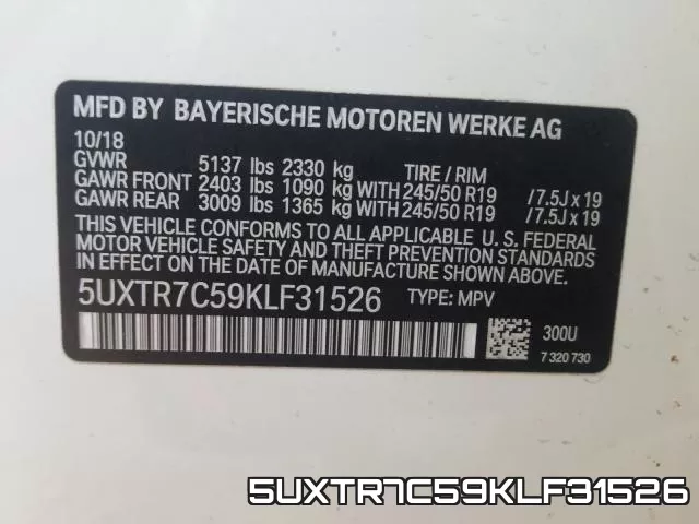5UXTR7C59KLF31526 фото 2