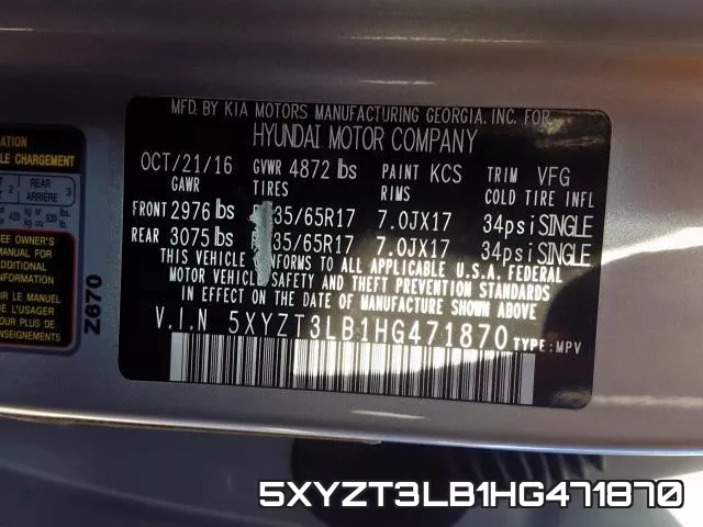 5XYZT3LB1HG471870 фото 2