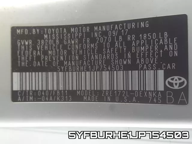 5YFBURHE1JP754503 фото 2