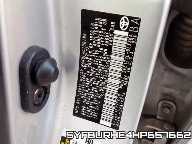 5YFBURHE4HP657662 фото 2