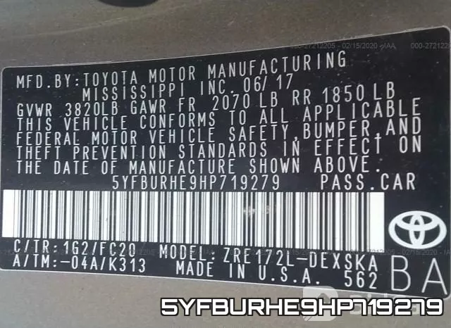 5YFBURHE9HP719279 фото 10