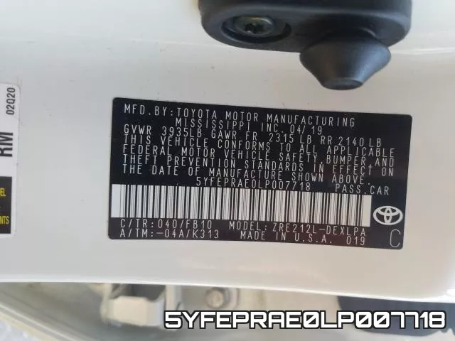 5YFEPRAE0LP007718 фото 2