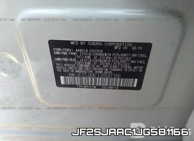 JF2SJAAC1JG581166 фото 10