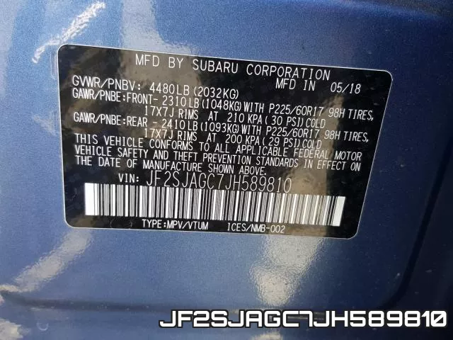 JF2SJAGC7JH589810 фото 2