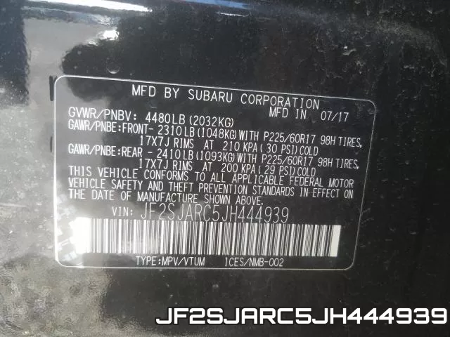 JF2SJARC5JH444939 фото 2