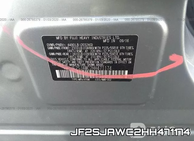 JF2SJAWC2HH471174 фото 10