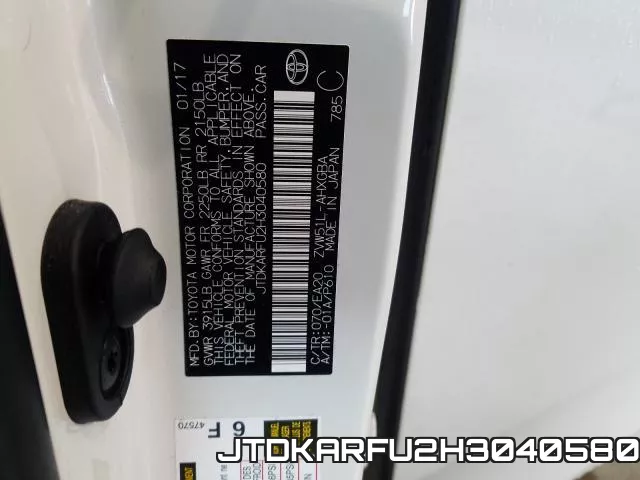 JTDKARFU2H3040580 фото 2
