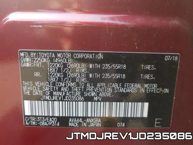 JTMDJREV1JD235086 фото 2