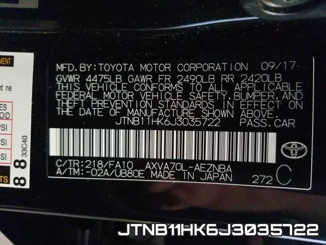 JTNB11HK6J3035722 фото 2