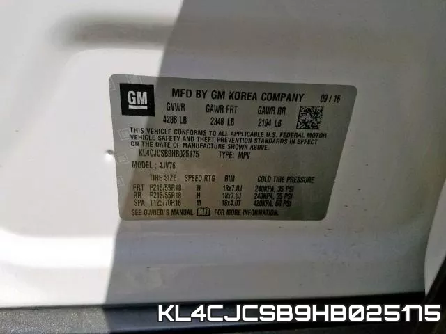 KL4CJCSB9HB025175 фото 2