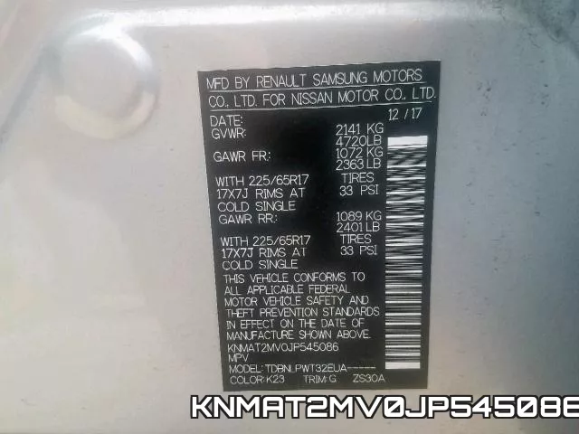 KNMAT2MV0JP545086 фото 2