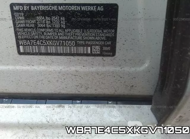 WBA7E4C5XKGV71050 фото 10