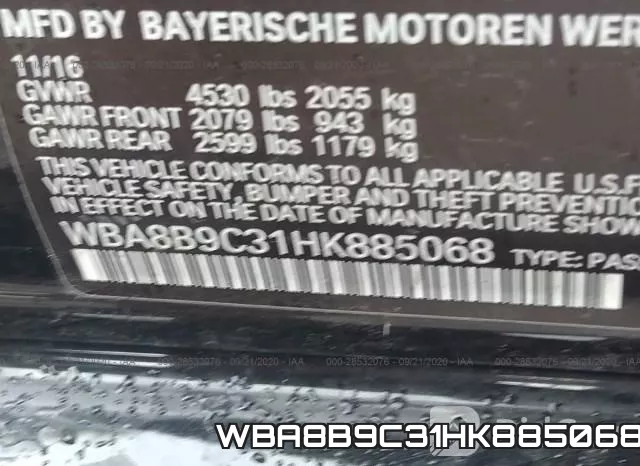 WBA8B9C31HK885068 фото 10