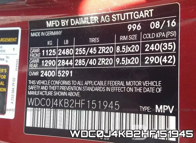 WDC0J4KB2HF151945 фото 10