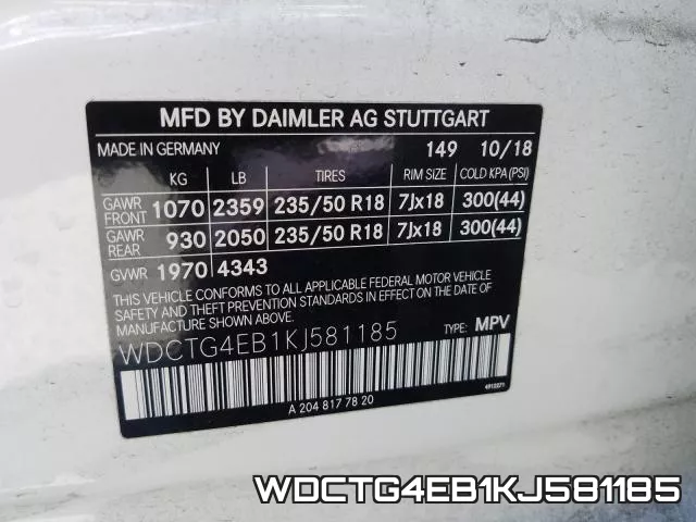 WDCTG4EB1KJ581185 фото 2