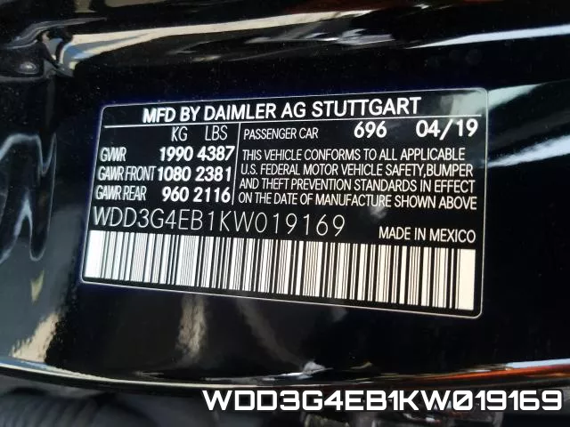 WDD3G4EB1KW019169 фото 2