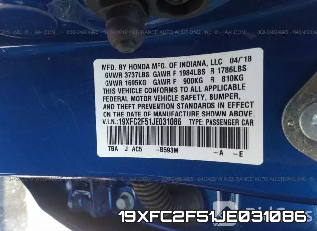 19XFC2F51JE031086 фото 10