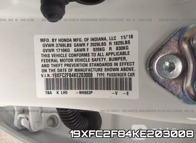 19XFC2F84KE203008 фото 10