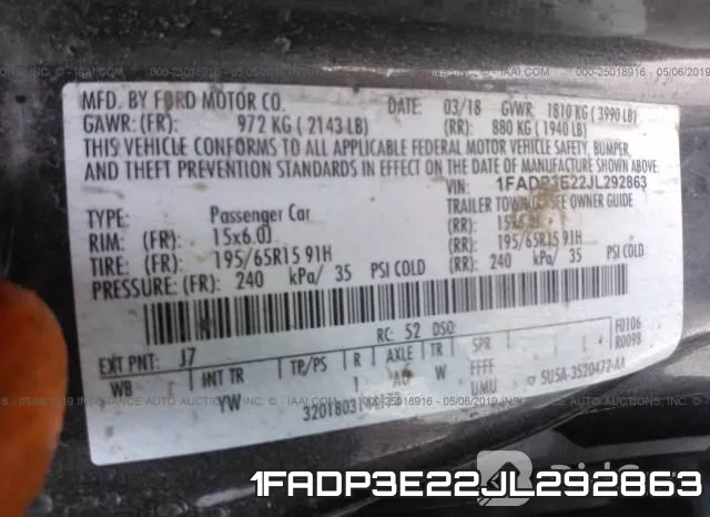 1FADP3E22JL292863 фото 10