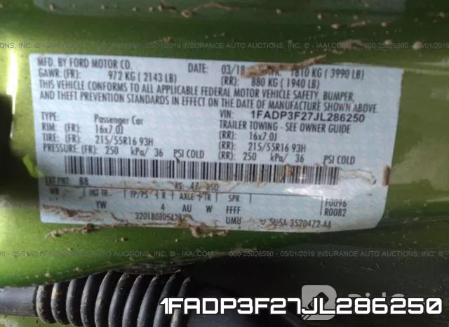 1FADP3F27JL286250 фото 10