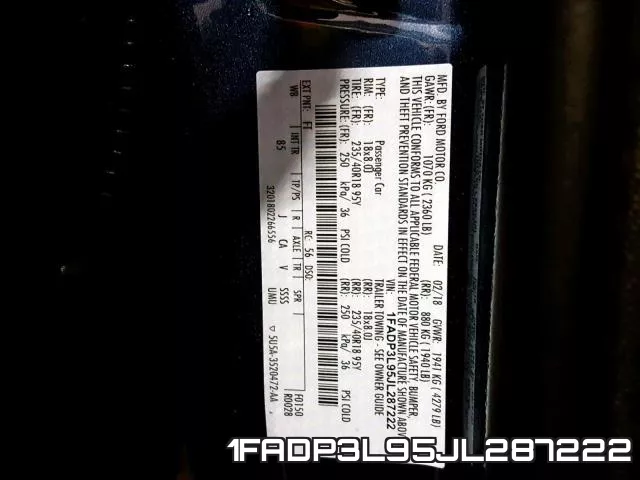 1FADP3L95JL287222 фото 2