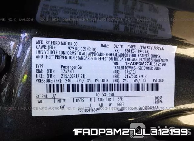 1FADP3M27JL312199 фото 10