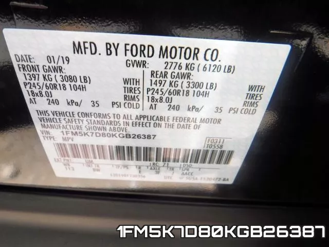 1FM5K7D80KGB26387 фото 2
