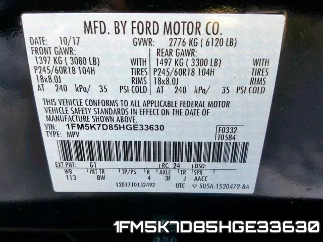 1FM5K7D85HGE33630 фото 2