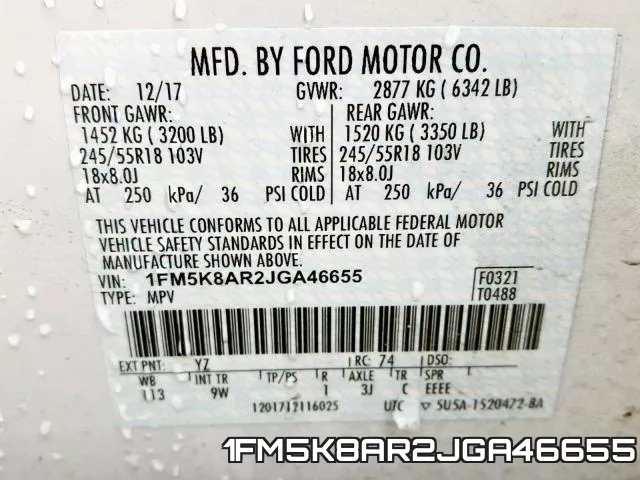 1FM5K8AR2JGA46655 фото 2