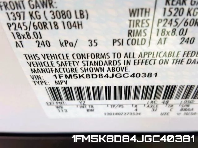 1FM5K8D84JGC40381 фото 2